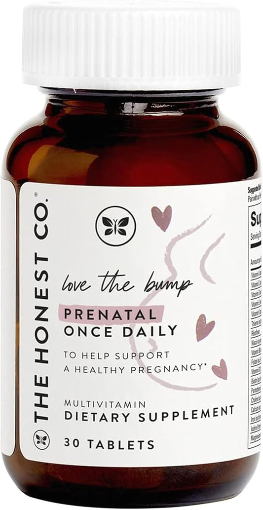 The Honest Company Love the Bump Prenatal Once Daily Supplement | NSF Certified, Non GMO Multivitamin | 30 Count Tablets