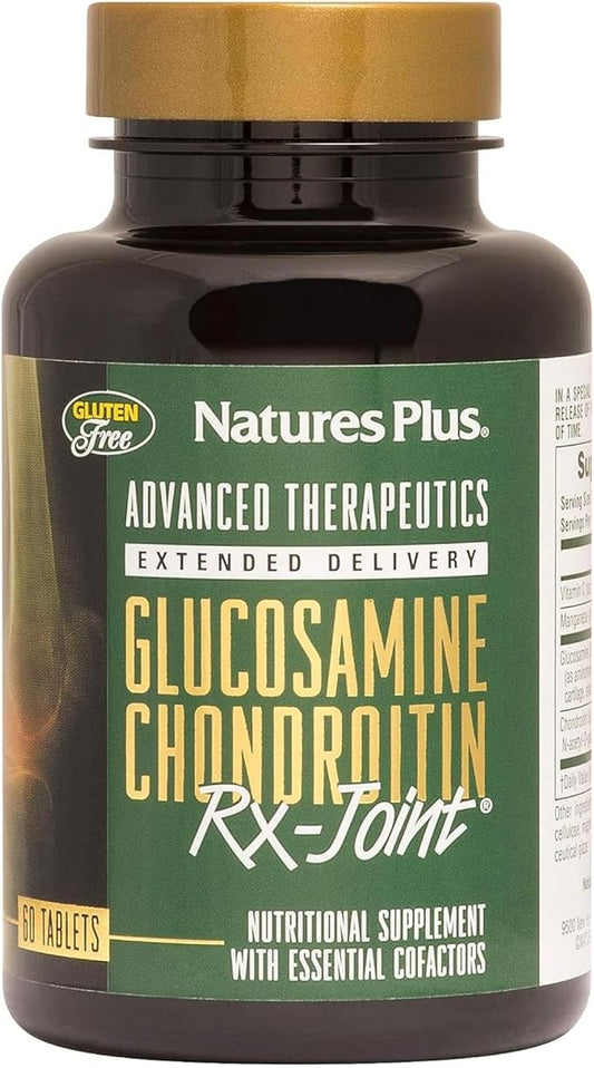 Natures Plus Advanced Therapeutics Glucosamine/Chondroitin Rx Joint, Extended Delivery - 1000 mg Glucosamine, 60 Tablets - Supports Healthy Joint Function - Gluten-Free - 30 Servings