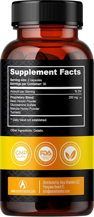 Bee Flex Joint Support Supplements - Glucosamine & Turmeric for Joint & Muscle Health, Enhanced Mobility, Flexibility, and Comfort - Natural Cartilage Support Complex - 60 Capsules (3)