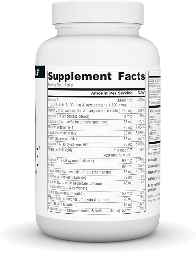 Source Naturals Mega-One Muti-Vitamin with Minerals, No Iron - 90 Tablets