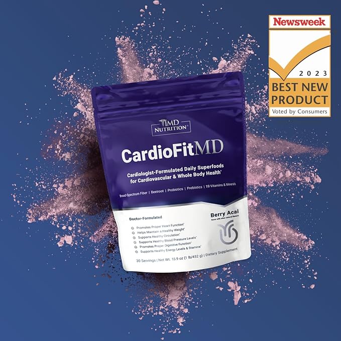 1MD Nutrition CardioFitMD - Vegan Beets Superfood Keto-Friendly - Nitric Oxide Supplement - Beet Root Powder - High Fiber Drink - 30 Days