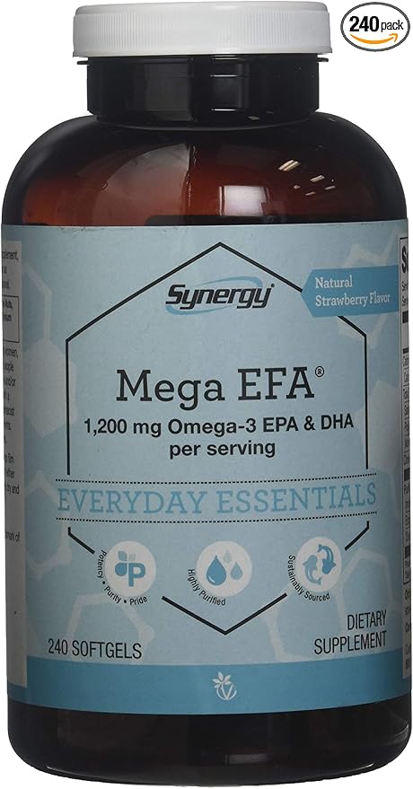 Vitacost Synergy Mega EFA® Mini Gels - 1200 mg per serving Omega 3 EPA & DHA Natural Strawberry -- 240 Softgels