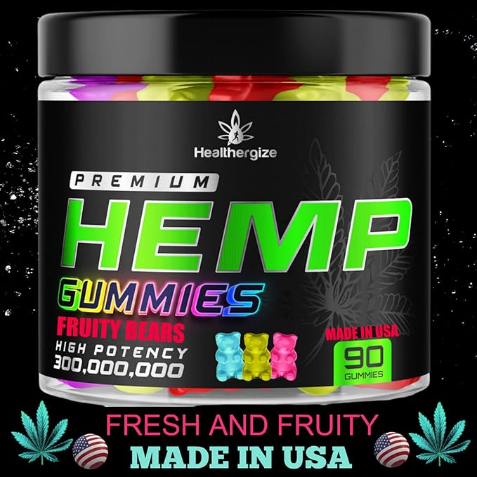 Hemp Gummies Premium Hemp Oil Gummy Bears Edibles-Natural Calm, Peace and Relaxation-Promote Sleep, Back-Natural Omega 3 6 9-High Potency Hemp-Made in USA