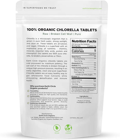 Earth Circle Foods Chlorella Tablets, 1000 Count