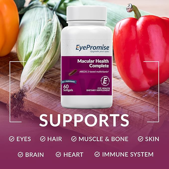 EyePromise Macular Health Complete | 2 Softgel Multi-Vitamins with Eyecare Support | Heart, Brain, Hair, Skin and Overall Health | Updated Format Now with 2 Softgels for Increased Absorption