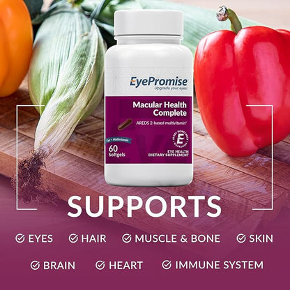 EyePromise Macular Health Complete | 2 Softgel Multi-Vitamins with Eyecare Support | Heart, Brain, Hair, Skin and Overall Health | Updated Format Now with 2 Softgels for Increased Absorption