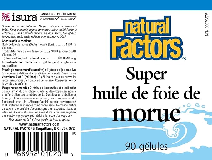 Natural Factors Cod Liver Oil, 90 Capsules