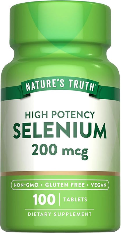 Nature's Truth Selenium 200mcg | 100 Tablets | High Potency | Vegan, Non-GMO & Gluten Free Supplement