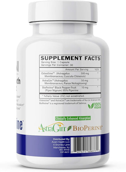 – Osteosine Bone Growth Support - Increase Bone Calcium Levels and Bone Strength - Enhanced Absorption with BioPerine and AstraGin - Gluten Free Bone Supplement - 30 Vegan Capsules