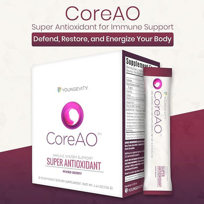 CoreAO Super Antioxidant Immune Support Drink Mix Plus Gift – Ultra Antioxidant Blend with Mangosteen, Grape Seed, Green Tea, Acai, Bilberry & L-Arginine – 30-60 Servings