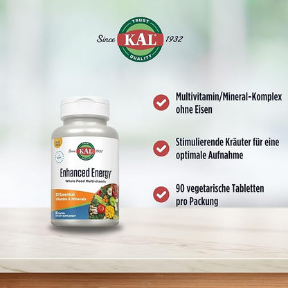KAL Enhanced Energy Iron Free Tablets, 90 Count