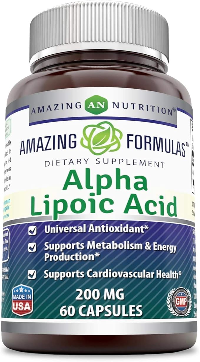 Amazing Formulas Alpha Lipoic Acid | 200 Mg Supplement | Capsules | Non-GMO | Gluten-Free | Made in USA (1 Pack, 60)