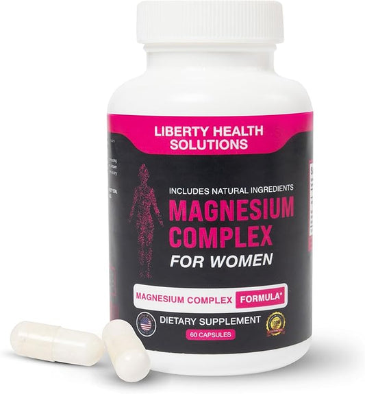 Magnesium Complex for Women with All Natural Ingredients - Natural Support for Digestive Comfort and Regularity - 60 Capsules