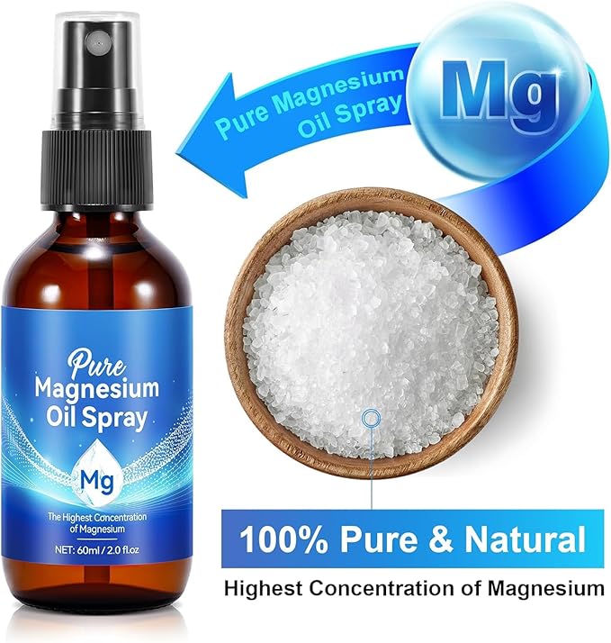 Magnesium Oil for Feet, Magnesium Spray, 100% Pure & Organic Natural Magnesium Oil Spray Glass Bottle, Easy to Absorb & Use, Magnesium Oil Spray for Feet,1pcs