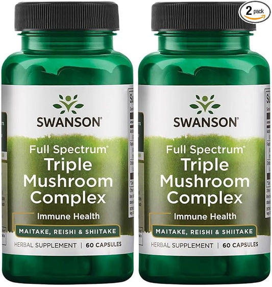 Swanson Full Spectrum Triple Mushroom Complex 60 Capsules (2 Pack)