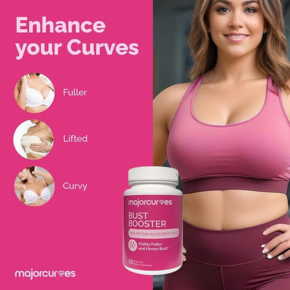 Bust Booster Breast Enhancement Pills – Natural Supplement for Breast Growth, Firmness, Fuller Shape, Curvier Bust, Rounder Cleavage, Volume Boost – Made in USA