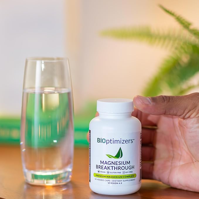 BIOptimizers Magnesium Breakthrough Supplement 4.0-7 Forms of Mg: Glycinate, Malate, Citrate, and More - Natural Support for Sleep and Cognitive Function - 30 Capsules- Calming Vitamins Complex