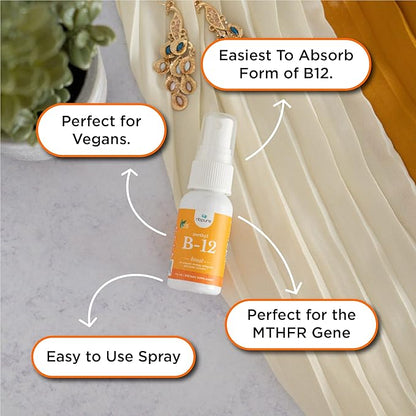 nbpure Organic & Vegan Vitamin Methyl B12 Spray – Natural Energy, Mood, & Nerve System Support for Women, Men, Kids – 500mcg Liquid Methylcobalamin Per Spray