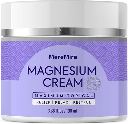 Magnesium Cream for Sleep & Muscle Relief: Topical Night Calming & Deep Relaxation Lotion - Restless Cramps Leg & Joint Care Lotion - Lavender 3.38 Fl. Oz.