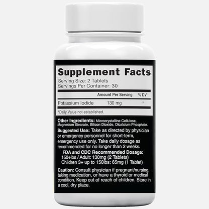 Nature's Fusions Potassium Iodide Tablets 130 mg (Pack of 2) - (120 Tablets) EXP 10/2032 - Ki Pills - Yoduro de potasio