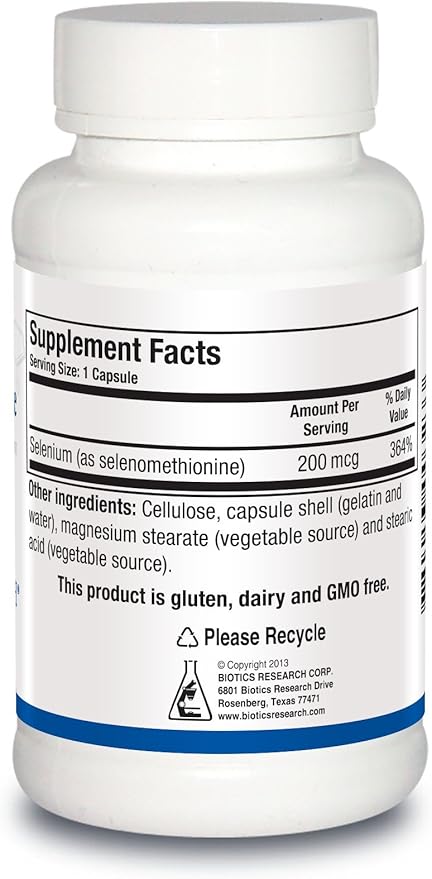 Biotics Research Selenomethionine – High Potency Selenium, Thyroid Gland Function, DNA Production, Cognitive Health, Potent Antioxidant. 90 Capsules