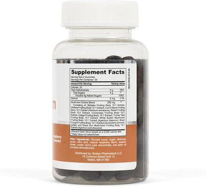 Halal Mushroom Complex Gummies - Raspberry Flavor - Non-GMO, Organic, and Vegan - Supports Brain Health and Immune System - 10-in-1 Mushroom Extract - 60 Gummies
