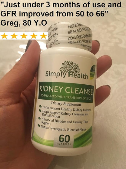 Premium Kidney Cleanse & Detox Health Supplement with Organic Cranberry Extract Supports Kidney, Bladder & Urinary Tract Health - Natural Detoxifier for Men & Women - GMP Certified, 60 Veggie Capsules