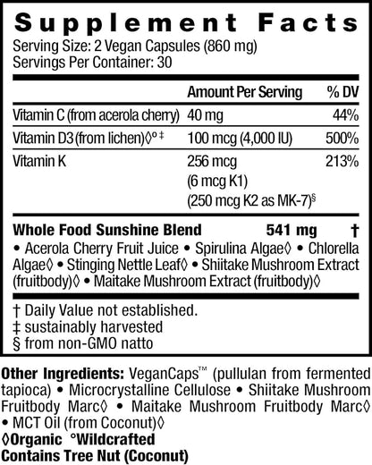 HealthForce SuperFoods Truly Natural Vitamin D - 60 Vegan Capsules