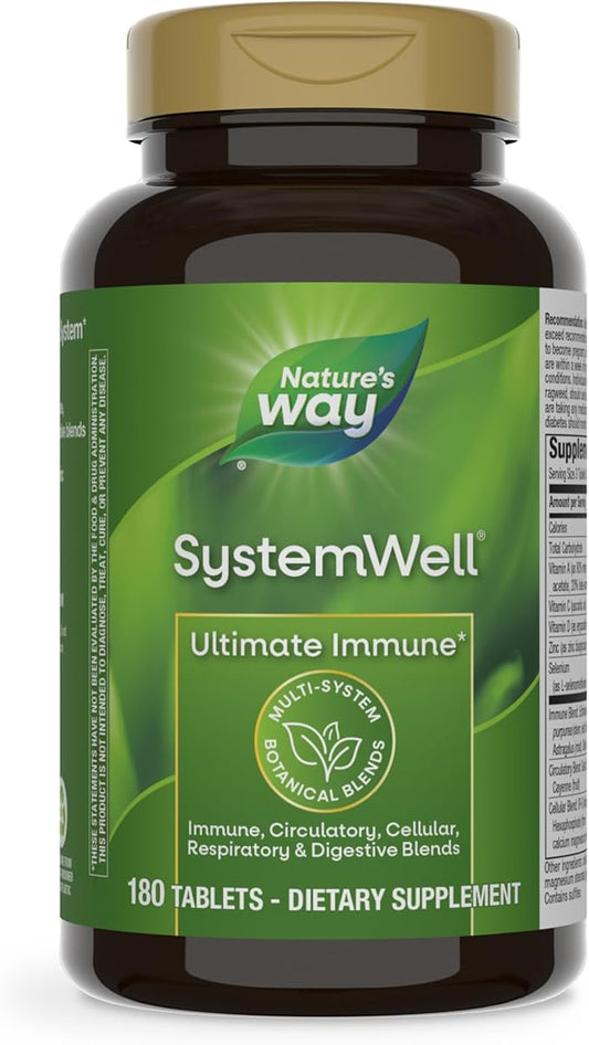 Nature's Way Systemwell Ultimate Immune*, with Vitamins C, A, D, Zinc, Selenium, Multi-System Botanical Blends Including Immune, Respiratory, Digestive, & Circulatory, 180 Tablets (Packaging May Vary)
