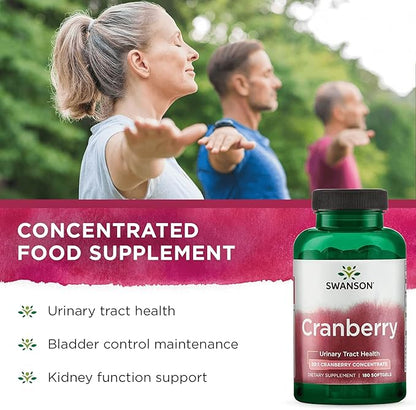Swanson Cranberry - Supports Urinary Tract Health, Bladder Control & Promotes Healthy Kidney Function - Supplement Made with 20:1 Cranberry Juice Concentrate - (180 Softgels) 2 Pack