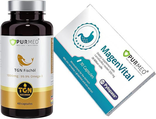 Non-Chemical TGN Fish Oil - 99.9% Purity, Max Absorption, Made in Germany - 1000 mg Omega 3 Supplement, 300 DHA 600 EPA Essential Fatty Acids for Eyes, Brain & Heart Health, 60 Days Supply