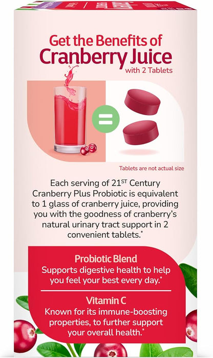 21st Century Cranberry Plus Probiotic Tablets, 60 Count