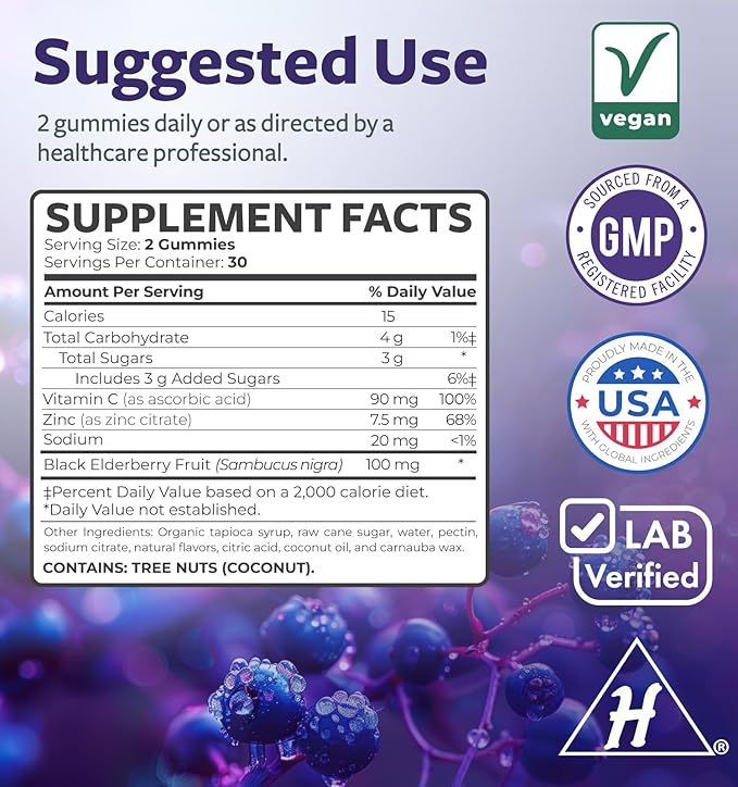 Elderberry Gummies & Black Seed Oil (1-Month Supply) Immunity Power Duo - Elderberry Gummies for Adults with Vitamin C & Zinc (60 count) & Black Seed Oil - Premium Cold-Pressed Nigellia Sativa Oil