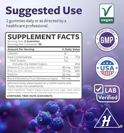 Elderberry Gummies & Black Seed Oil (1-Month Supply) Immunity Power Duo - Elderberry Gummies for Adults with Vitamin C & Zinc (60 count) & Black Seed Oil - Premium Cold-Pressed Nigellia Sativa Oil