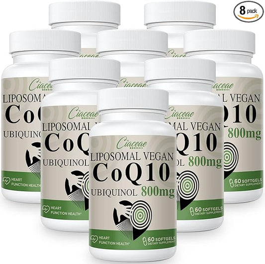 Liposomal CoQ10 800mg Ubiquinol Softgel, Max Absorption Ubiquinol Coenzyme Q10, Ubiquinol CoQ10 Supplement for Antioxidant, Heart Function & Energy Production, Pure CoQ10 800mg, 480 Vegan Softgels