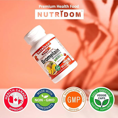Bromelain Digestive Enzyme Pineapple Supplements, 2400 GDU, 500mg, Non-GMO, Vegan, Free of Gluten, Soy & Dairy (60 Count)