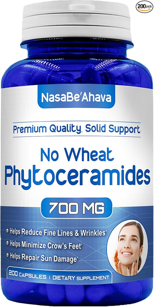 Extra Strength Phytoceramides Supplement | Wheat and Gluten Free Plant Based Ceramides Supplement with A C D E Skin Vitamins for Women | Hydrating Skin Care Capsules for Women (100 Day Supply)