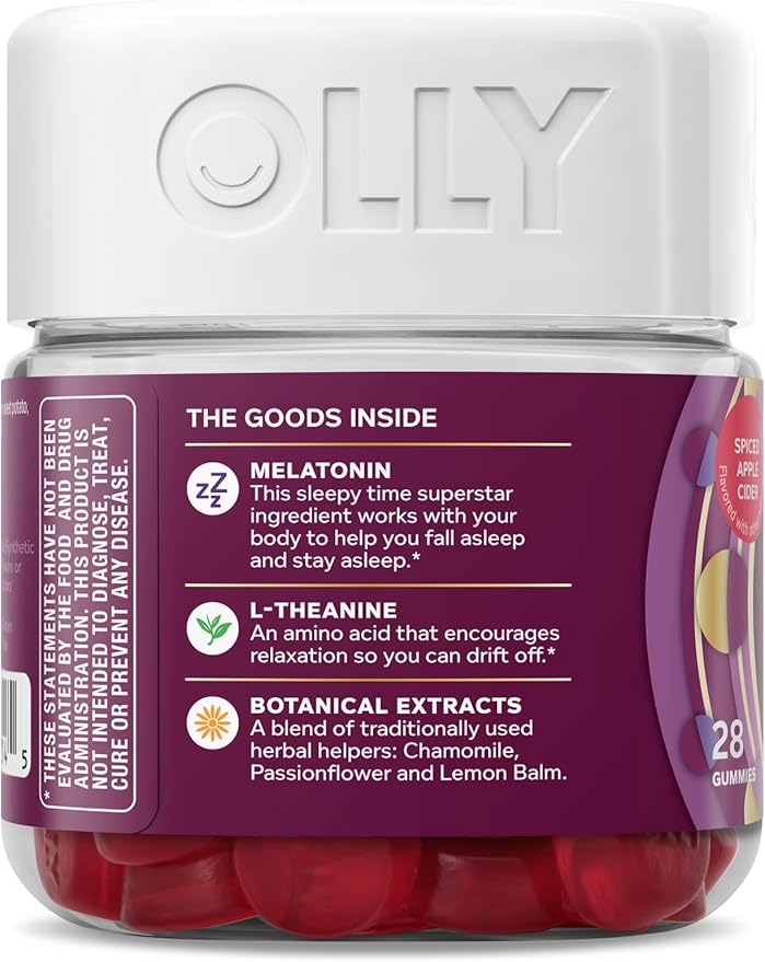 OLLY Sleep Gummy, Limited Edition, Melatonin, L-Theanine, Botanicals, Spiced Apple Cider - 28ct