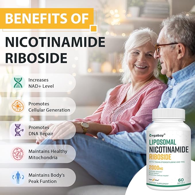 Liposomal Nicotinamide Riboside 2000 MG with TMG and Pterostilbene, Boosting NAD+, Support Healthy Aging, 120 Count