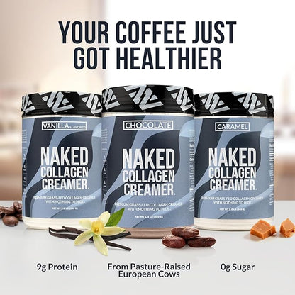 Naked Collagen Coffee Creamer - Vanilla Collagen Creamer For Coffee - Dairy-Free, Gluten-Free, GMO-Free - Support Hair, Skin, and Nails - 40 Servings