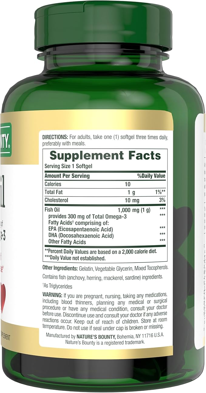 Nature's Bounty Fish Oil, 300 mg of Omega-3, 145 Count