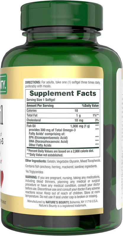 Nature's Bounty Fish Oil, 300 mg of Omega-3, 145 Count
