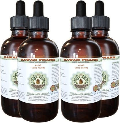 Aloe Alcohol-Free Liquid Extract, Aloe (Aloe Ferox) Dried Leaf Glycerite Hawaii Pharm Natural Herbal Supplement 4x4 oz