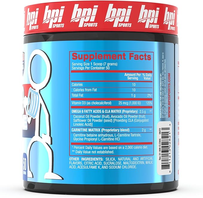 BPI Sports CLA + Carnitine – Conjugated Linoleic Acid – Performance, Lean Muscle – Caffeine Free – For Men & Women – Rainbow Ice – 50 servings – 12.34 Oz. (Packaging may vary)