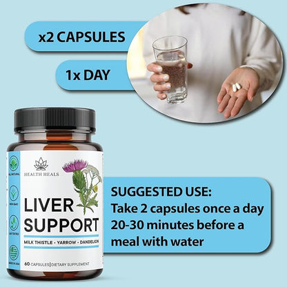 Liver Cleanse & Repair Formula - Herbal Liver Support Supplement with Milk Thistle Dandelion Root Turmeric, Artichoke Extract for Liver Health - 120 Count