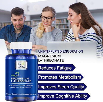 Magnesium L-Threonate Capsules, Original Patented Magtein™ Form of Magnesium (Mg), Improve Memory, Cognition and Sleep Quality (90 Capsules)