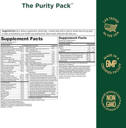 Purity Products Purity Pack (Elite Multi + Fish Oil + COQ10) - 1280mg of EPA + DHA + Omega-3's from Ultra Pure Fish Oil - Power Packed with Vitamins, Minerals, Super Fruits & More - 30 to-Go Packets
