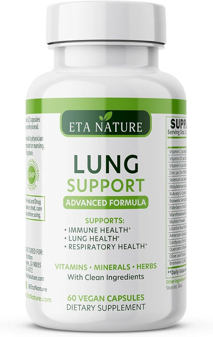 Lung Support Supplement - Lung Health Supplement for Respiratory Health, Lung Function & Immune Defense - Lung Detox for Smokers with Ginseng, Boswellia, Elderberry Fruit & Marshmallow Root