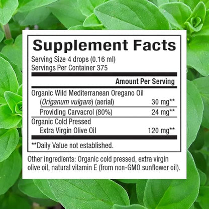 Natural Factors, Certified Organic Oil of Oregano, Herbal Supplement for Immune Support, Vegan, Non-GMO, 2 Oz