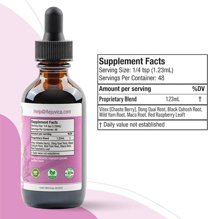 Balanced Femme Natural PMS and Menopause Support for Hot Flashes with Black Cohosh - All-Herbal Liquid Blend